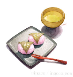 桜餅と日本茶